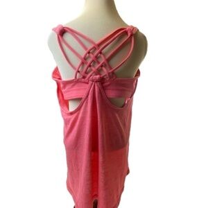 Lululemon Bra Sunset Salutation Heathered Pink Strappy Luon Tank Top Size 6